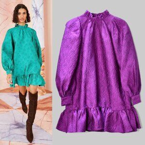 Ulla Johnson Metallic Purple Emilia Dress Victorian Coquette Vintage Artsy Chic